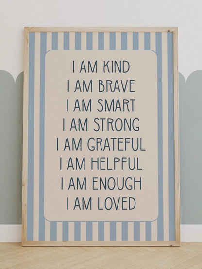 1pc Canvas Waterproof Children's Room Decor Poster, Framed Wall Art, Positive Message Poster, Positive Print, Children's Playroom Print, Nursery Print, Children's Positive Affirmations, Suitable For C