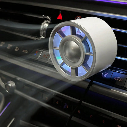 1pc Car Air Vent Cooling Fan, Adjustable USB Powered Powerful Turbo Fan With Gradient Colorful Ambient Light, Low Noise Multi-Function Mini Car Interior Fan Cooler