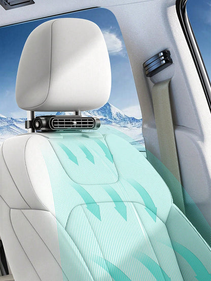 1pc Car Cooling Fan, Rear Seat Headrest Fan, Adjustable Speed, USB Powered Bladeless Strong Electric Air Circulator Fan
