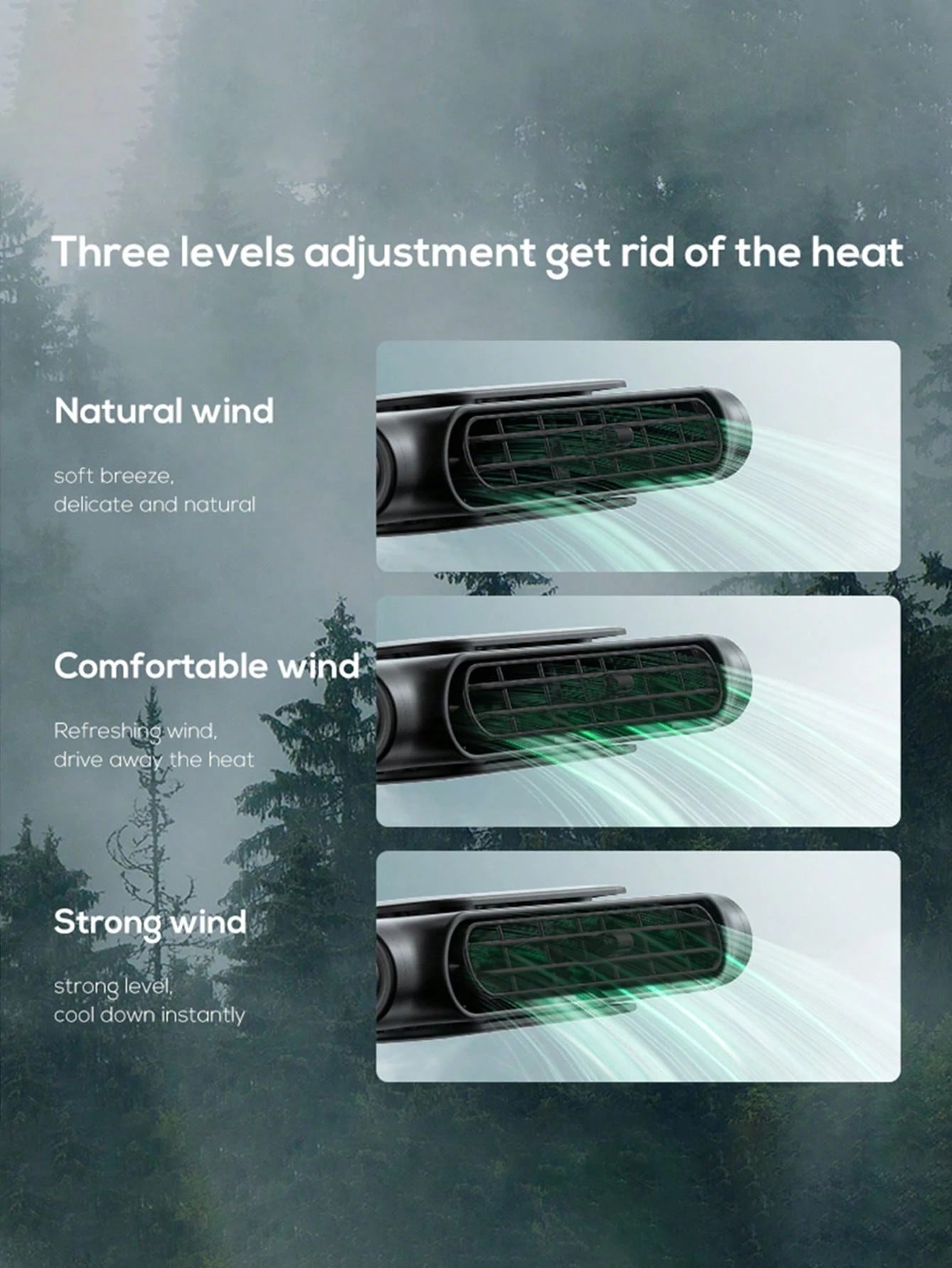 1pc Car Cooling Fan, Rear Seat Headrest Fan, Adjustable Speed, USB Powered Bladeless Strong Electric Air Circulator Fan