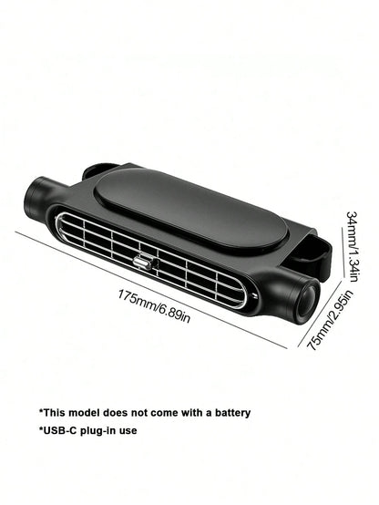 1pc Car Cooling Fan, Rear Seat Headrest Fan, Adjustable Speed, USB Powered Bladeless Strong Electric Air Circulator Fan