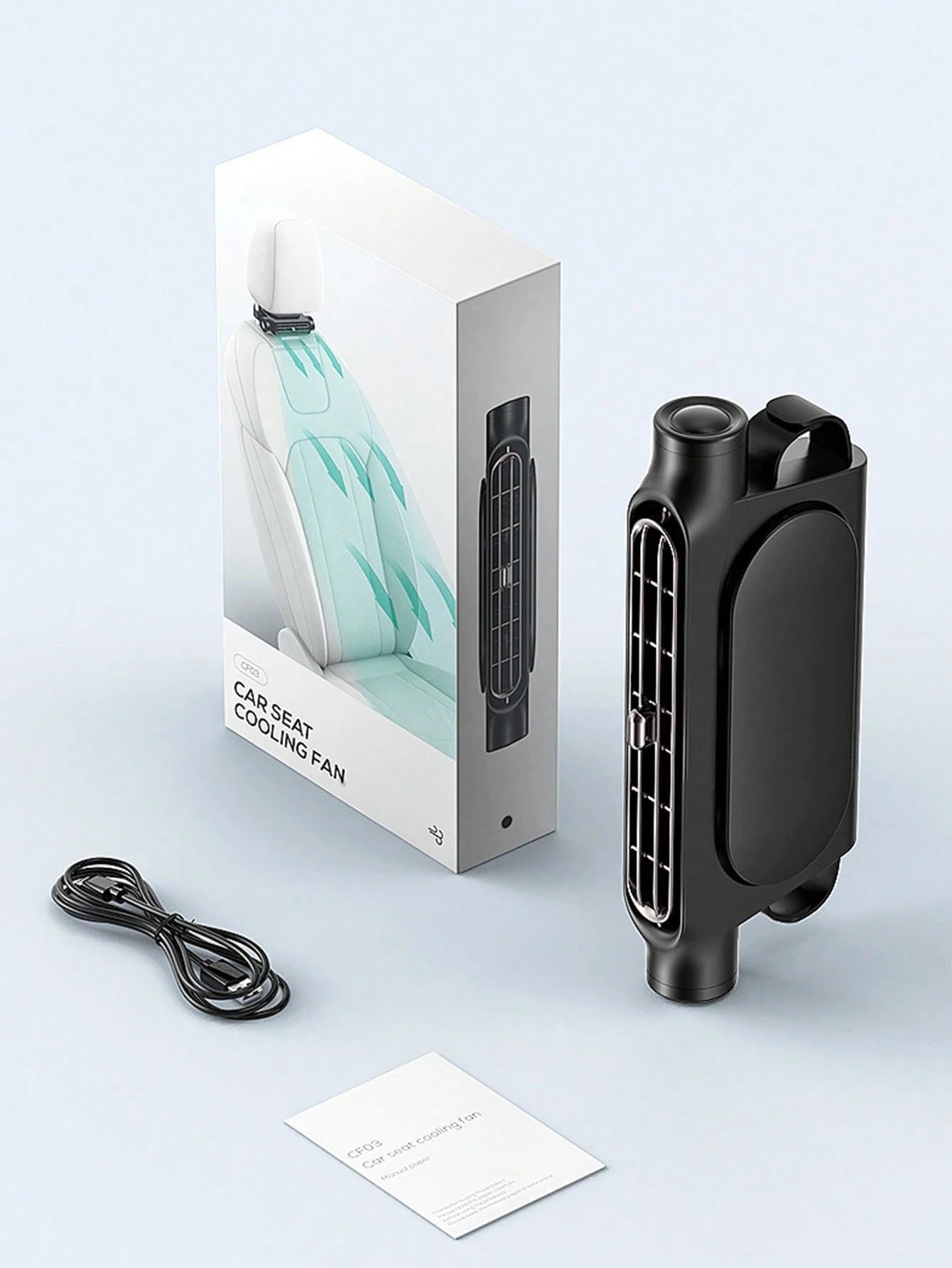 1pc Car Cooling Fan, Rear Seat Headrest Fan, Adjustable Speed, USB Powered Bladeless Strong Electric Air Circulator Fan