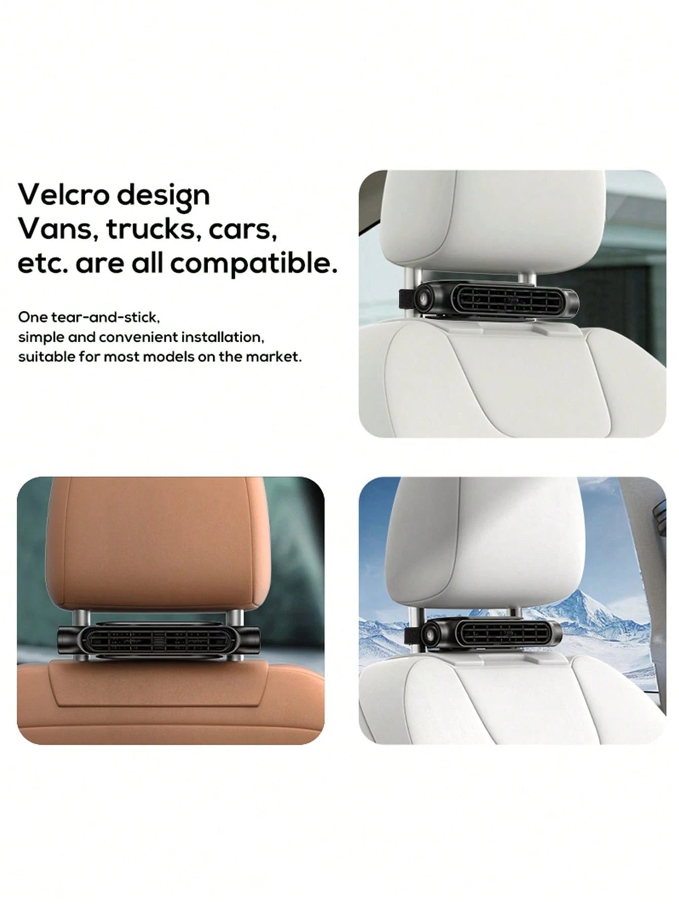 1pc Car Cooling Fan, Rear Seat Headrest Fan, Adjustable Speed, USB Powered Bladeless Strong Electric Air Circulator Fan
