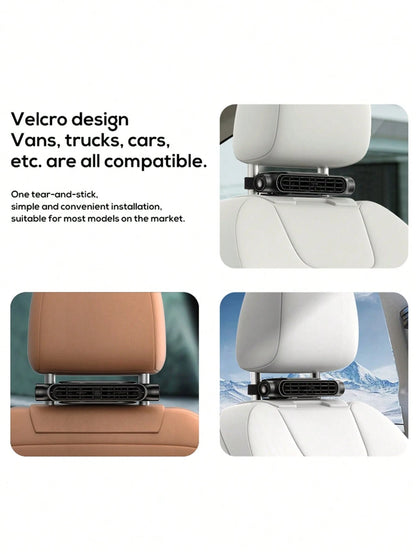 1pc Car Cooling Fan, Rear Seat Headrest Fan, Adjustable Speed, USB Powered Bladeless Strong Electric Air Circulator Fan