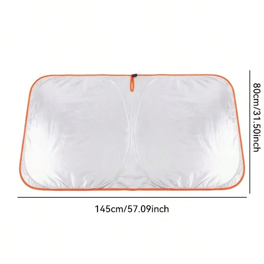 1pc Car Front Windshield Sun Shade, Convenient Storage Design, Drill-Free Installation, Perfect Edge Fit, High-Density Blackout Fabric With Reflective Coating