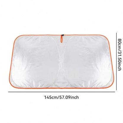 1pc Car Front Windshield Sun Shade, Convenient Storage Design, Drill-Free Installation, Perfect Edge Fit, High-Density Blackout Fabric With Reflective Coating
