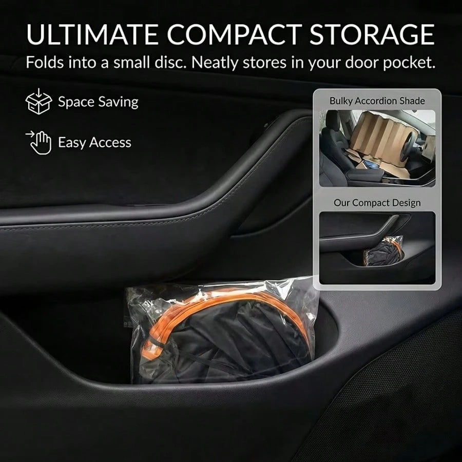 1pc Car Front Windshield Sun Shade, Convenient Storage Design, Drill-Free Installation, Perfect Edge Fit, High-Density Blackout Fabric With Reflective Coating