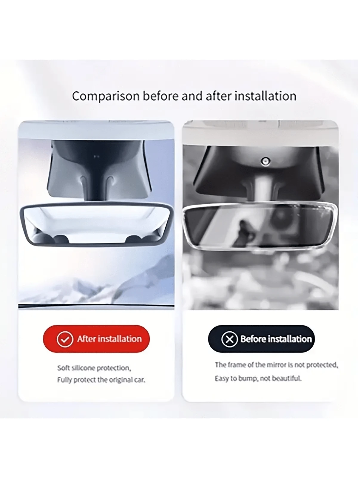 1pc Car Rearview Mirror Silicone Protective Cover, Car Decoration, Compatible With Most Cars, Universal Silicone Rearview Mirror Protection Sleeve