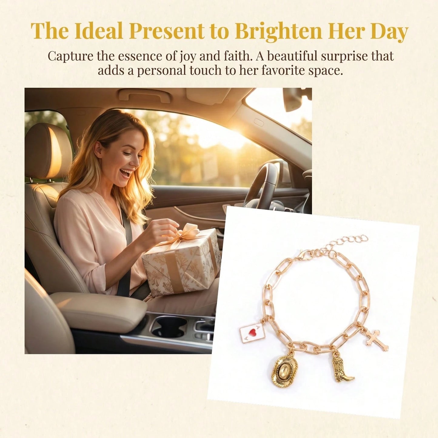 1pc Car Steering Wheel Decorative Pendant, Rearview Mirror Alloy Hanging Ornament, Bohemian