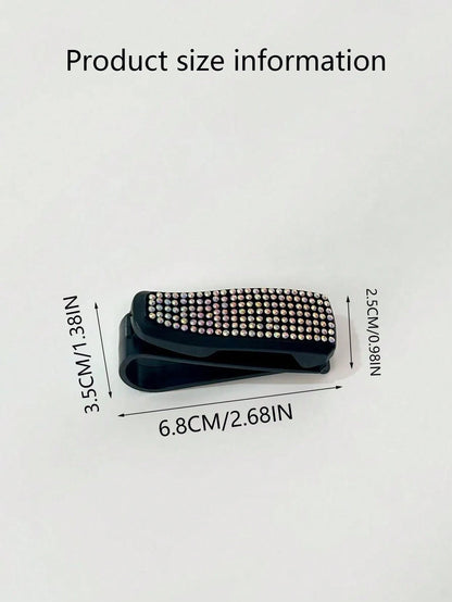 1pc Car Sunshade Glasses Clip Glasses Clip Card Clip Car Sunshade Clip For Glasses Car Sunshade Multifunctional Clip Imitation Diamond Decoration Decoration Car Sunshade