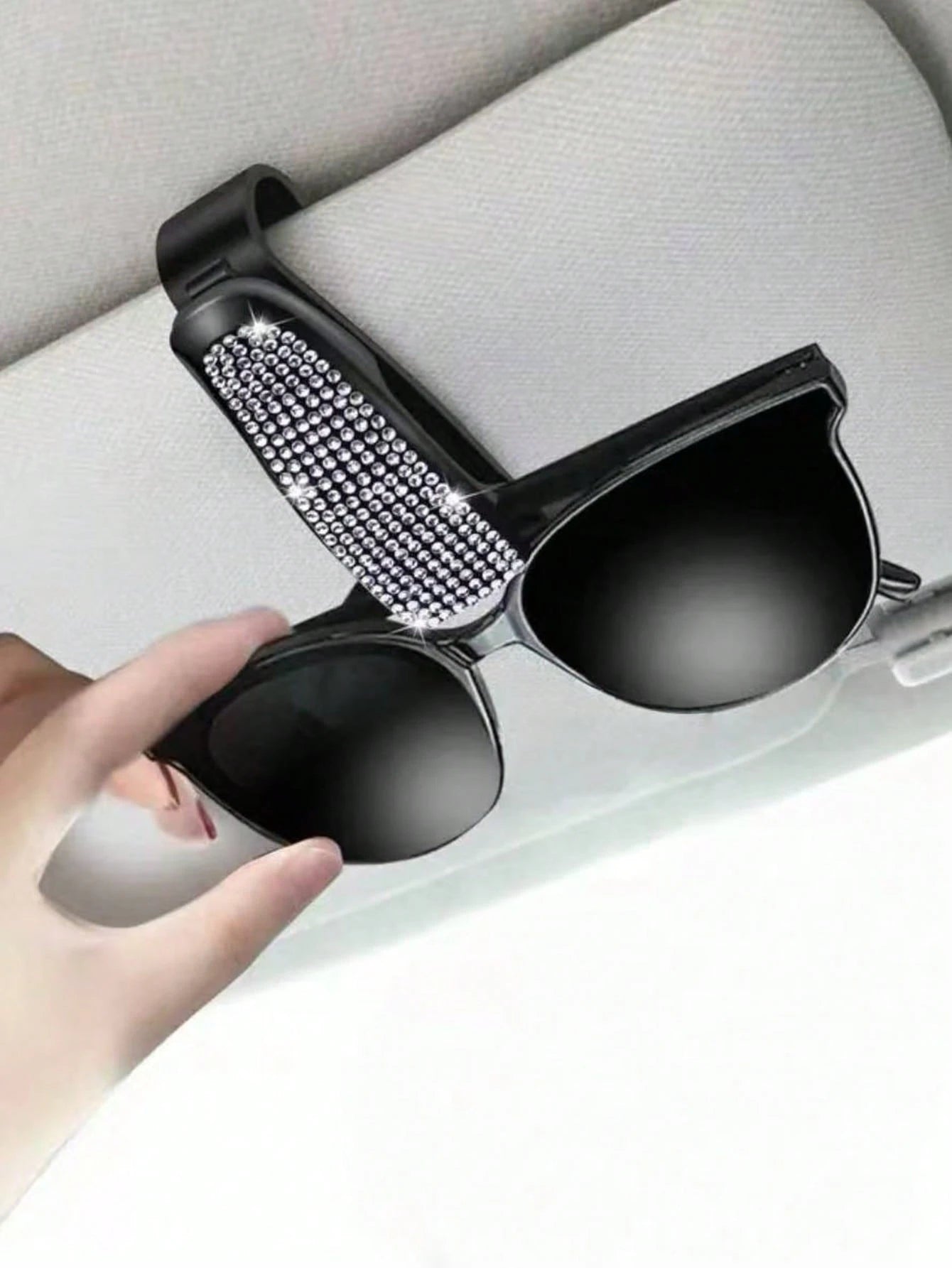 1pc Car Sunshade Glasses Clip Glasses Clip Card Clip Car Sunshade Clip For Glasses Car Sunshade Multifunctional Clip Imitation Diamond Decoration Decoration Car Sunshade