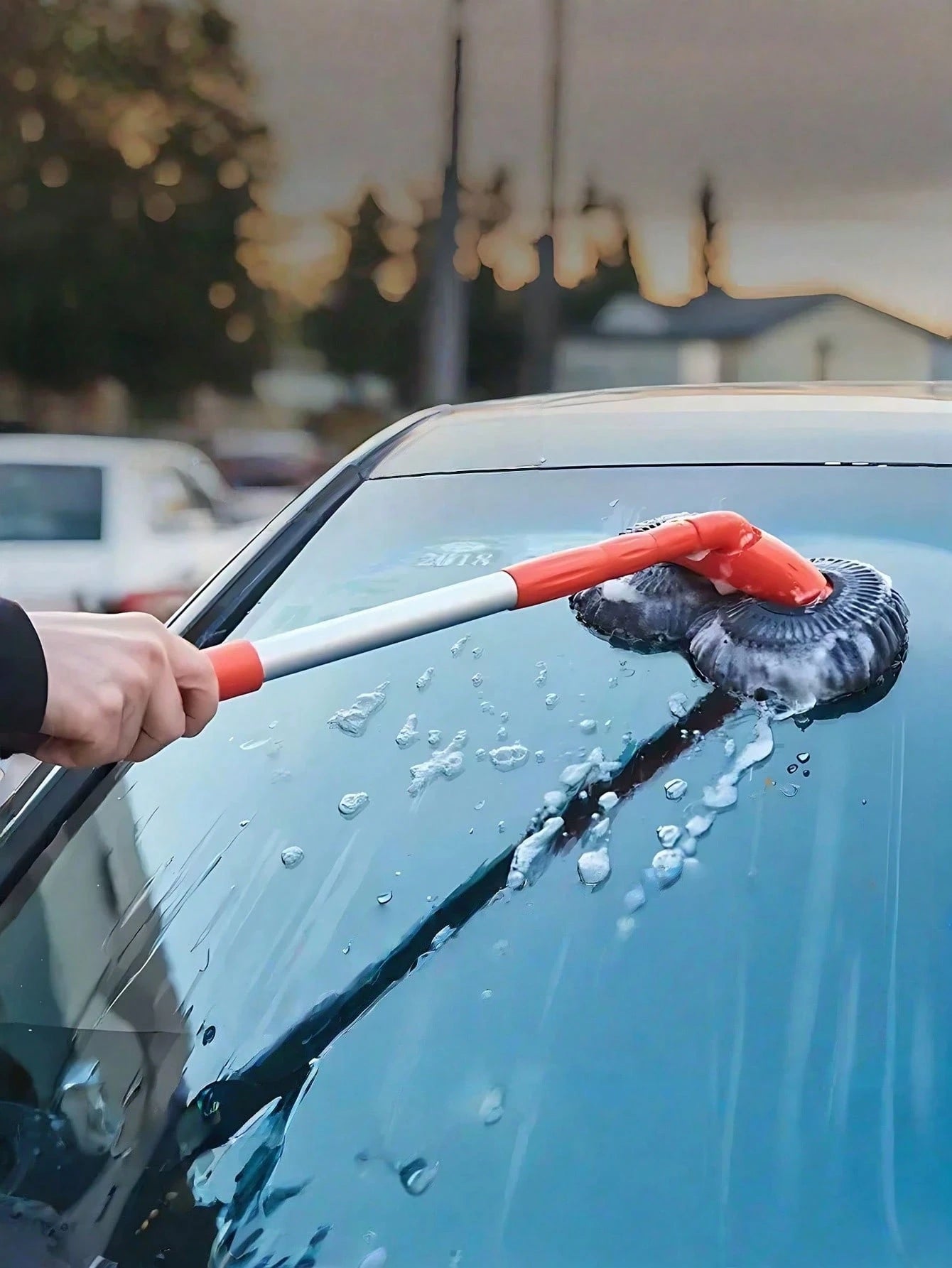 1pc [Car Wash Brush] Adjustable Long-Handle Car Cleaning Brush, Microfiber Car Washing Tool – Heavy-Duty Multi-Surface Car Wash Mop For Trucks, SUVs, Household Use And Vehicle Detailing, Soft Lint-Fre