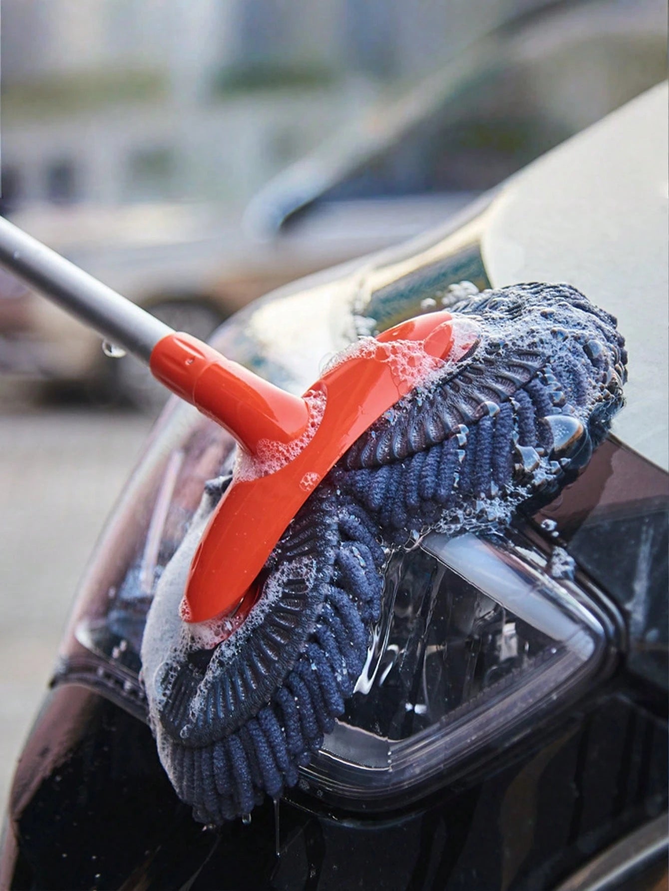 1pc [Car Wash Brush] Adjustable Long-Handle Car Cleaning Brush, Microfiber Car Washing Tool – Heavy-Duty Multi-Surface Car Wash Mop For Trucks, SUVs, Household Use And Vehicle Detailing, Soft Lint-Fre