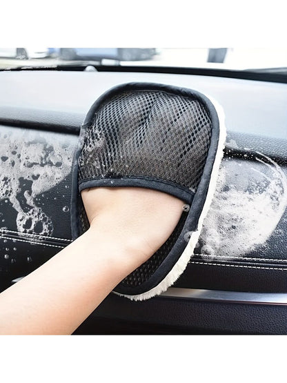 1pc Car Wool Soft Hand Glove Cleaning Brush 15*24cm For Car Cleaning