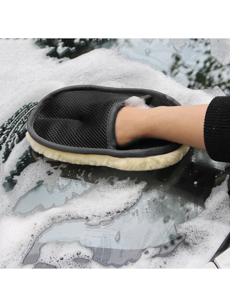 1pc Car Wool Soft Hand Glove Cleaning Brush 15*24cm For Car Cleaning