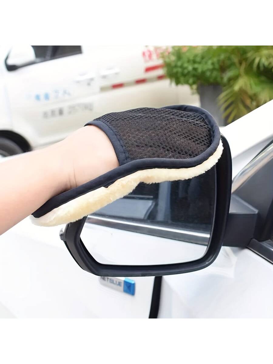 1pc Car Wool Soft Hand Glove Cleaning Brush 15*24cm For Car Cleaning