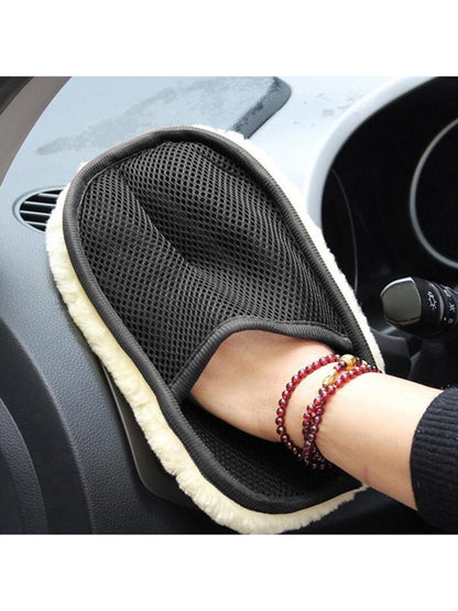 1pc Car Wool Soft Hand Glove Cleaning Brush 15*24cm For Car Cleaning