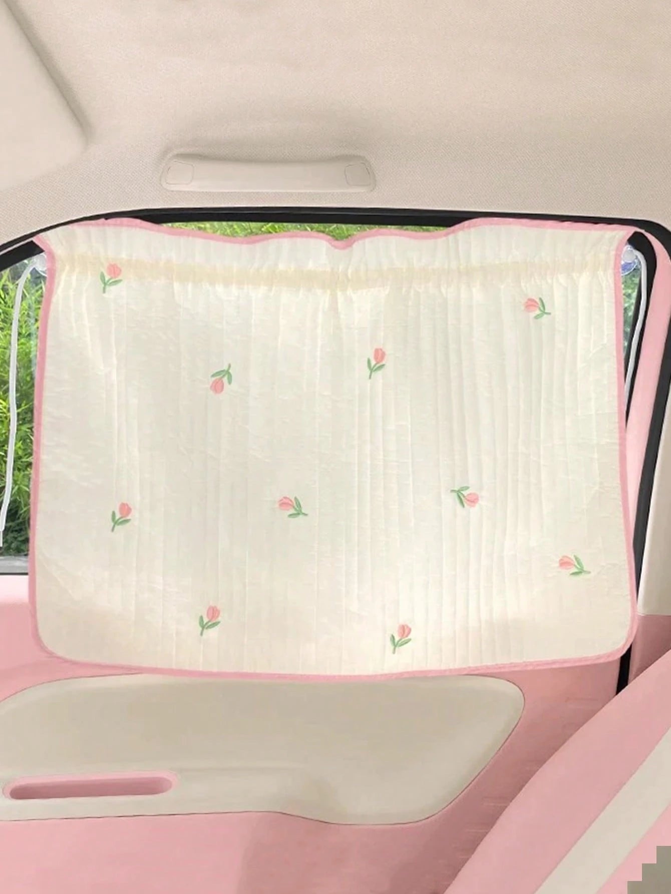 1pc Cartoon Car Sun Shade, Cute Car Sun Shade, Quilted Heat Insulation Sun Shade, Side Curtain, Summer Retractable Car Sun Shade, Side Curtain