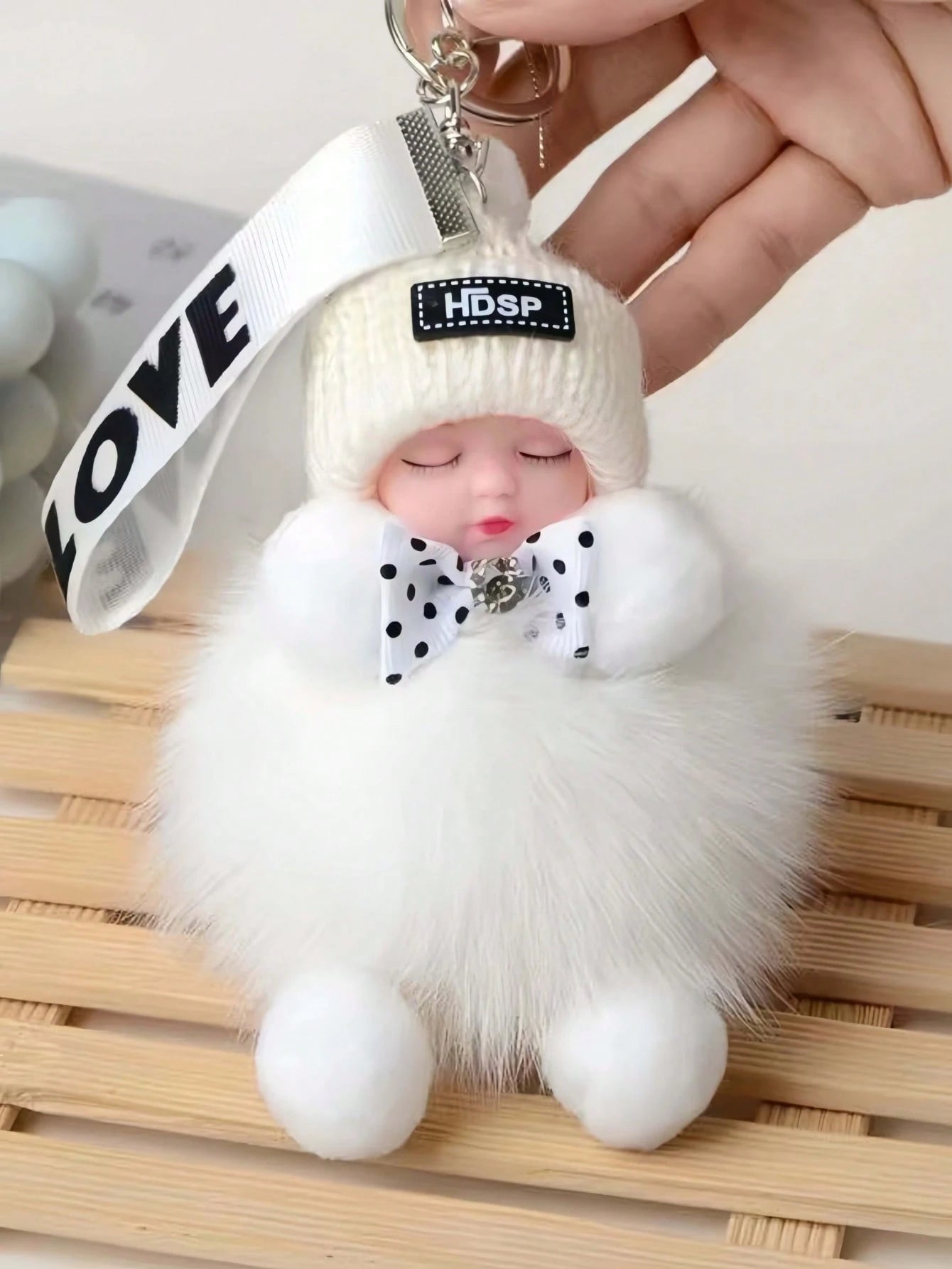 1Pc Cartoon Doll Faux Fur Keychain Alloy Key Ring With Data Cable Storage Bag For Bag Car Key Decoration Valentine Gift