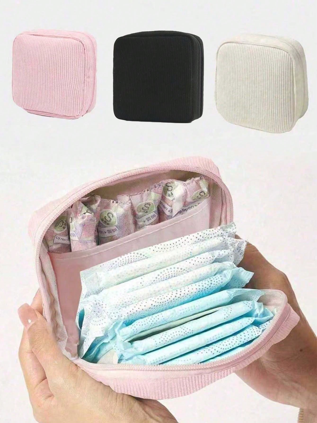 1pc Cartoon Sanitary Pad Storage Bag, Zipper Sanitary Pad Organizer, Tampon Storage Pouch, Mini Cosmetic Bag, Convenient Period Supplies Organizer, Baby Diaper Bag, Multi-Functional Storage Bag, Essen