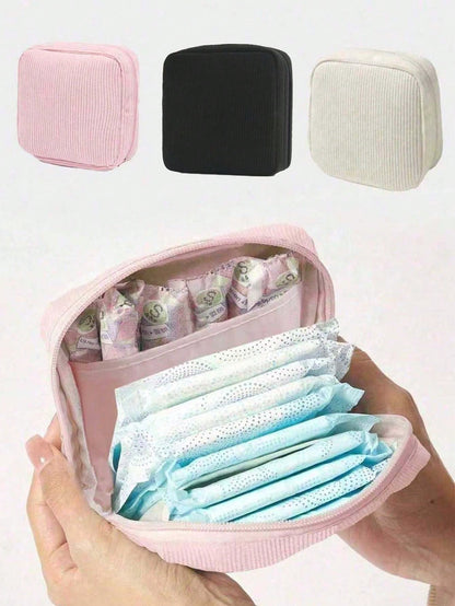 1pc Cartoon Sanitary Pad Storage Bag, Zipper Sanitary Pad Organizer, Tampon Storage Pouch, Mini Cosmetic Bag, Convenient Period Supplies Organizer, Baby Diaper Bag, Multi-Functional Storage Bag, Essen