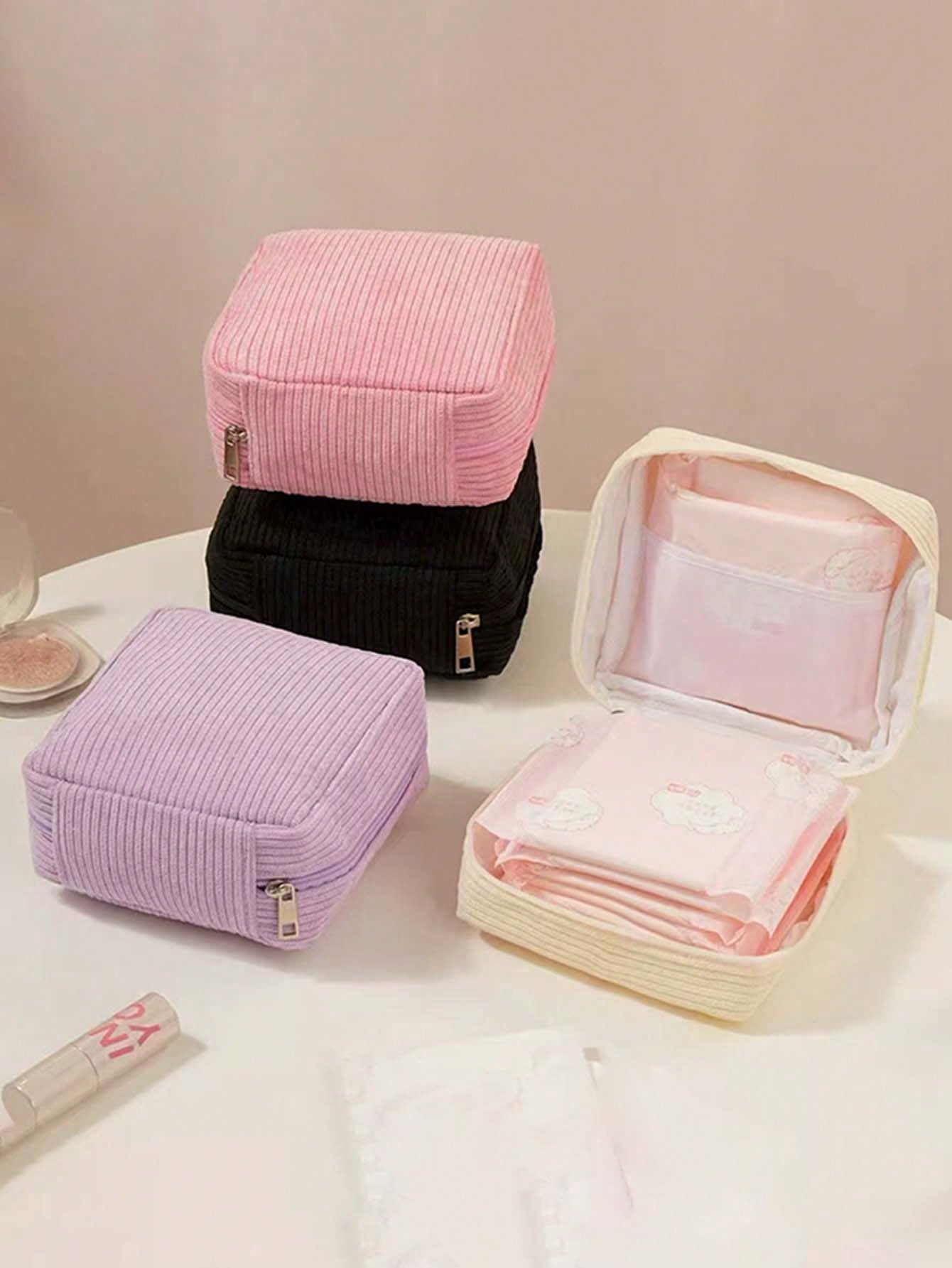 1pc Cartoon Sanitary Pad Storage Bag, Zipper Sanitary Pad Organizer, Tampon Storage Pouch, Mini Cosmetic Bag, Convenient Period Supplies Organizer, Baby Diaper Bag, Multi-Functional Storage Bag, Essen