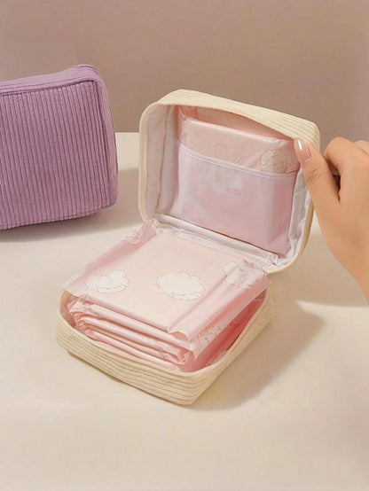 1pc Cartoon Sanitary Pad Storage Bag, Zipper Sanitary Pad Organizer, Tampon Storage Pouch, Mini Cosmetic Bag, Convenient Period Supplies Organizer, Baby Diaper Bag, Multi-Functional Storage Bag, Essen