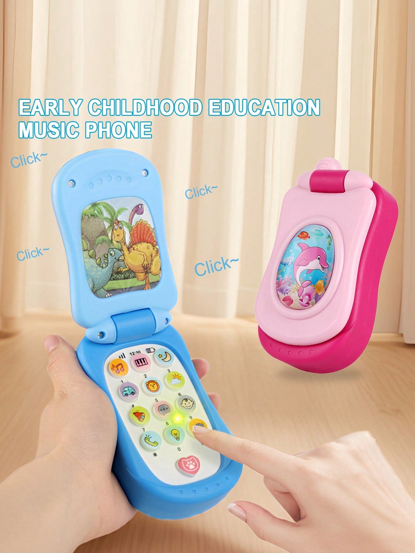 1pc Children's Music Toy Phone, Baby Flip Phone, Nursery Rhymes, Learning Songs, Early Education Gift For Toddler Boys & Girls (Pink/Blue/Purple), Suitable For Birthday, Christmas And 1-6 Years Old