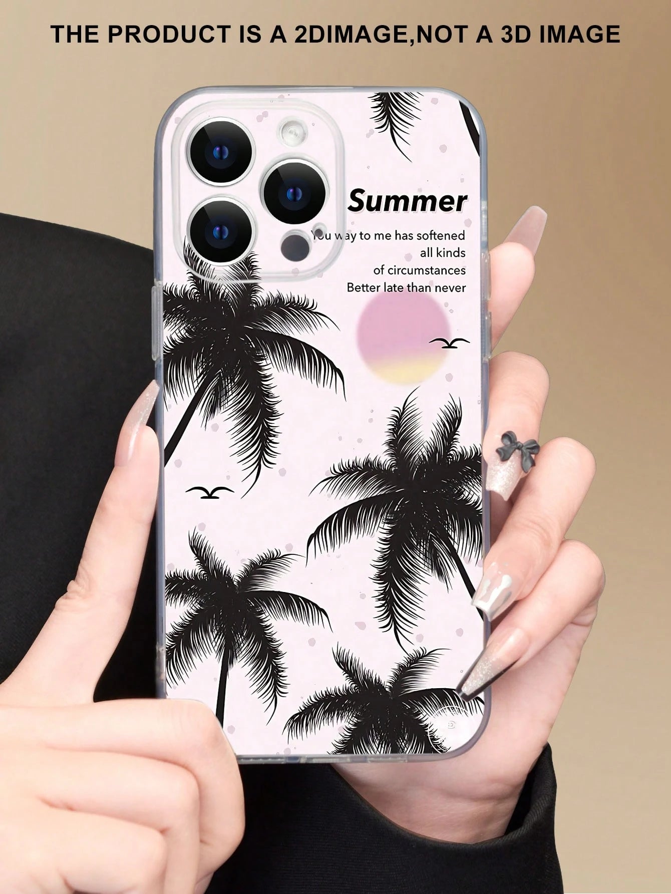 1pc Coconut Shadow Pattern Phone Case, Fashionable Minimalist Transparent Phone Cover, Full Lens Protection, Compatible With Iphone 16/15/14/13/12/11 Pro Max/X/XS/XS MAX/7/8/PLUS And Series, Great Gif
