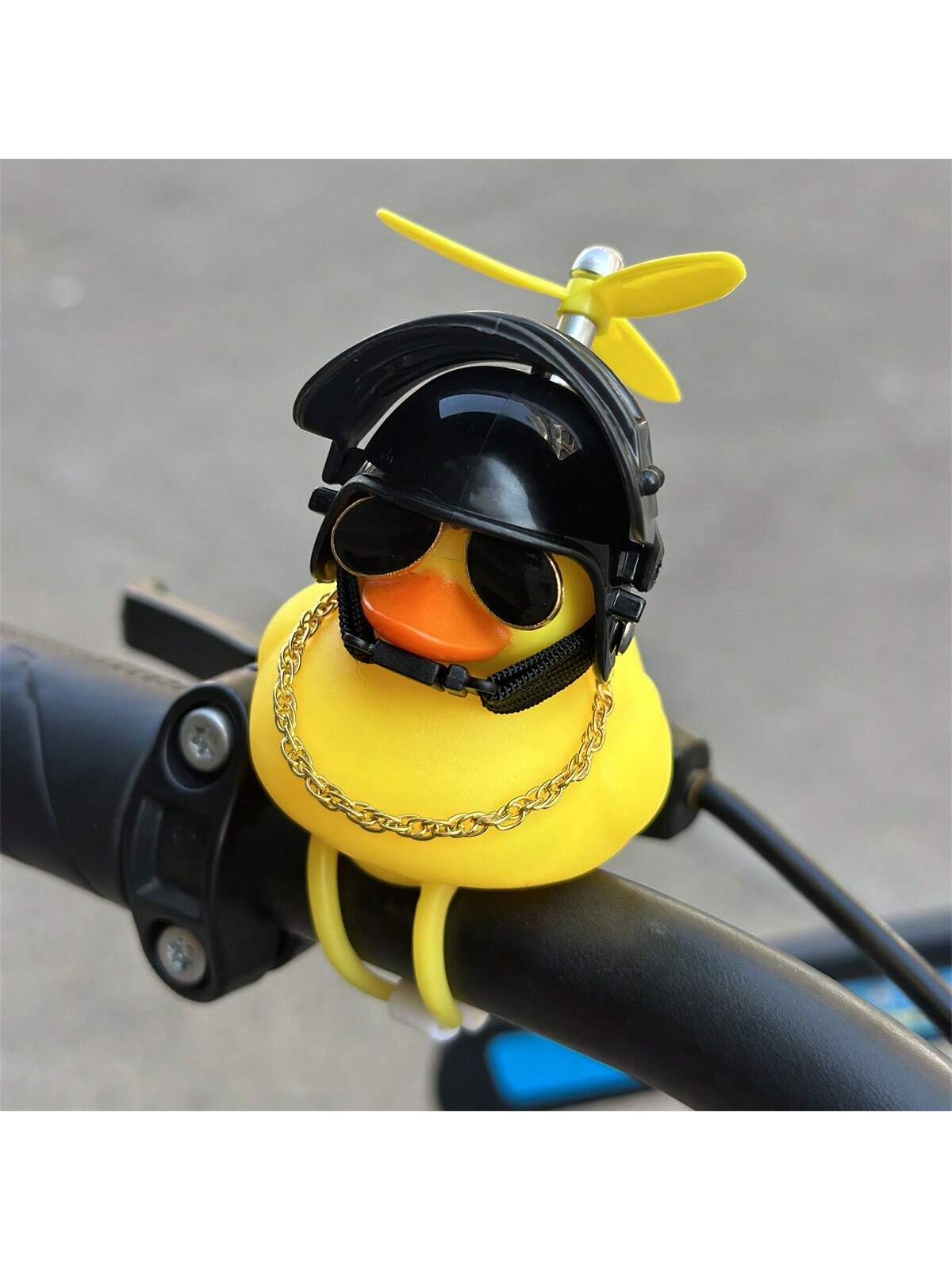 1pc Cool Motorcycle & Bicycle Dashboard Decor, PVC, 1pc Wind-Proof Duck With Helmet & Goggles
