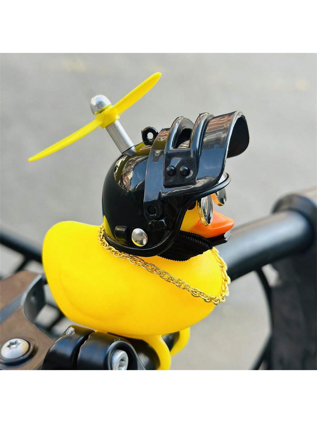 1pc Cool Motorcycle & Bicycle Dashboard Decor, PVC, 1pc Wind-Proof Duck With Helmet & Goggles