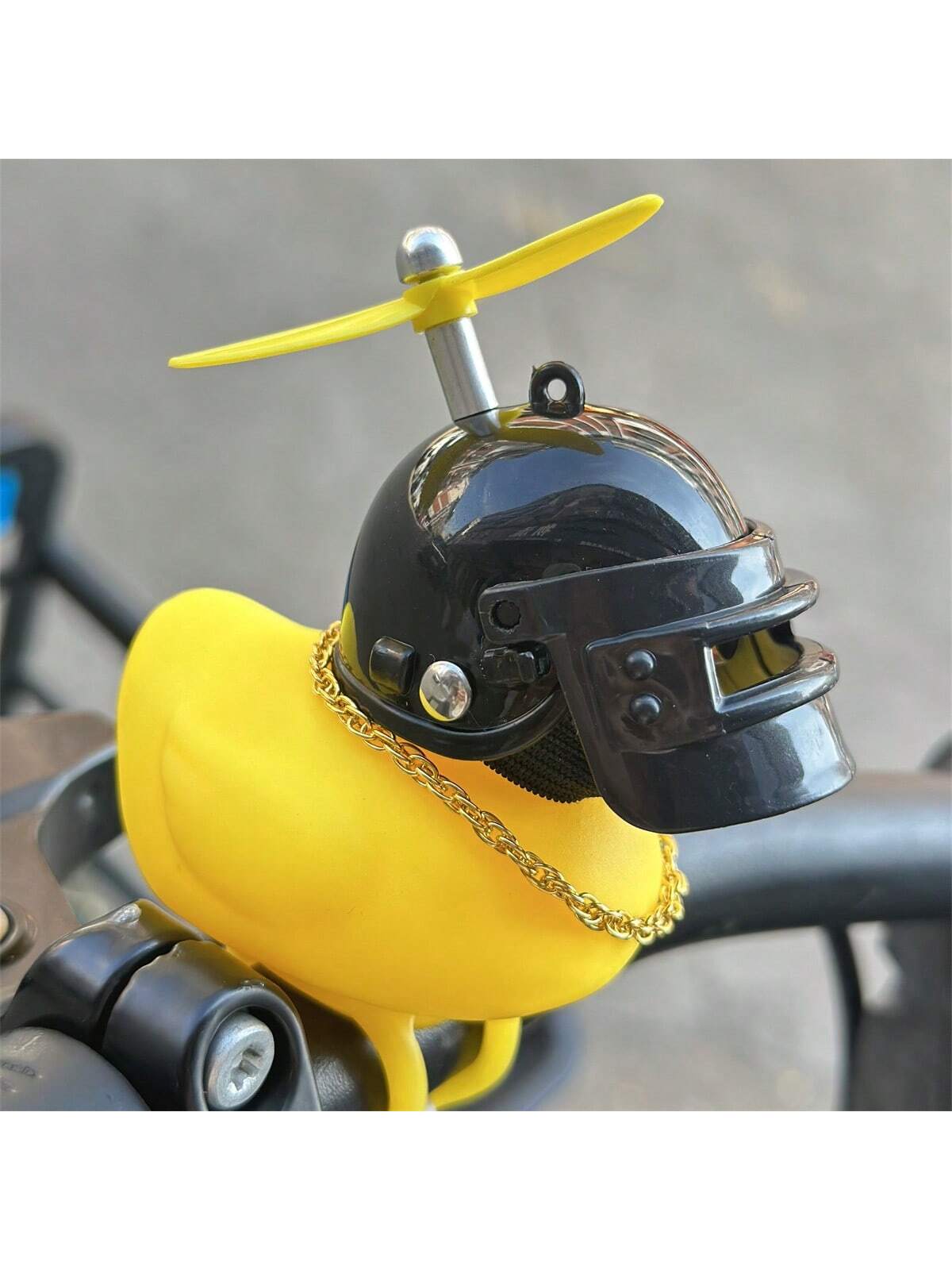 1pc Cool Motorcycle & Bicycle Dashboard Decor, PVC, 1pc Wind-Proof Duck With Helmet & Goggles