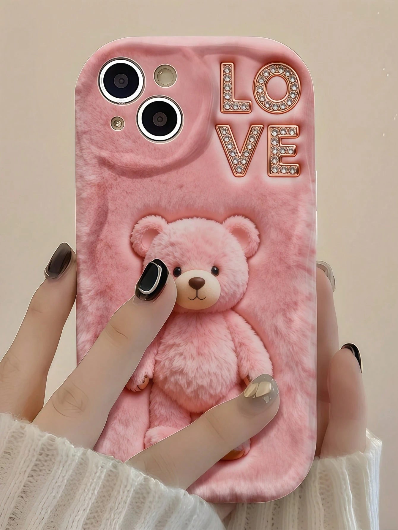 1pc Creative Pink Plush Cute Star Moon Bow Rabbit Wave Shaped Screen Edge Protective Phone Case Compatible With Apple 7/8/X/XR/XSMAX/11/12/13/14/15/16/17Promax, A14/A15/A16/A17/A04/A05/A06/A07/A54/A55