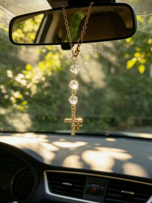 1pc Cross Car Pendant Car Steering Wheel Decoration Chain Car Interior Decoration Accessories