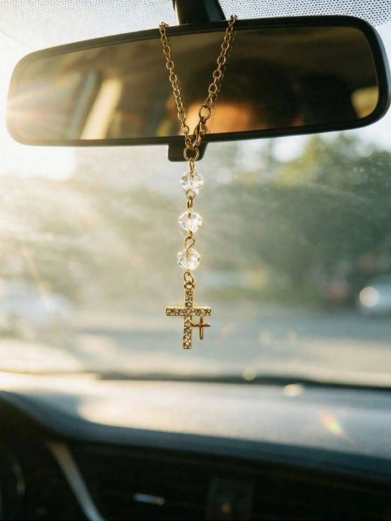 1pc Cross Car Pendant Car Steering Wheel Decoration Chain Car Interior Decoration Accessories