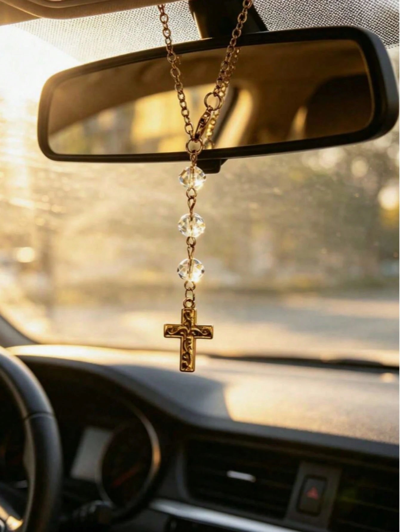 1pc Cross Car Pendant Car Steering Wheel Decoration Chain Car Interior Decoration Accessories