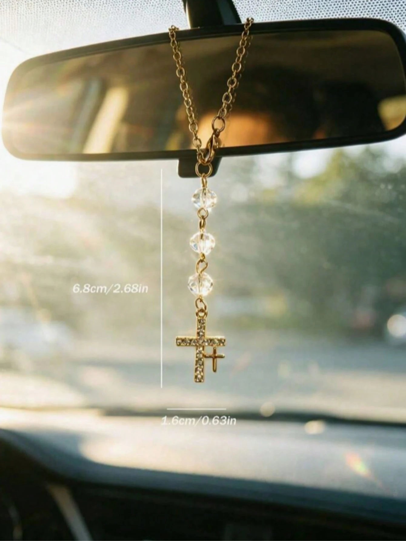 1pc Cross Car Pendant Car Steering Wheel Decoration Chain Car Interior Decoration Accessories
