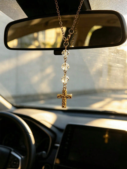 1pc Cross Car Pendant Interior Rearview Mirror Decoration Car Crystal Pendant