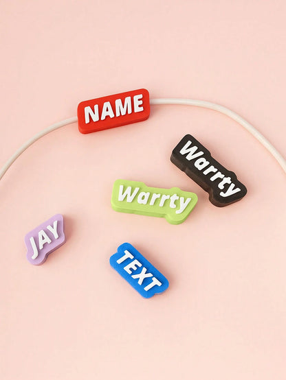 1pc Custom Cable Protector, Custom Name Text, Personalized 3D Printed Charger Label For IPhone, IPad, Travel, Desk, Or Office Use – Unique Name Gift For Birthday, Valentine's Day, Mother's Day, Father