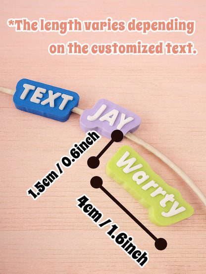 1pc Custom Cable Protector, Custom Name Text, Personalized 3D Printed Charger Label For IPhone, IPad, Travel, Desk, Or Office Use – Unique Name Gift For Birthday, Valentine's Day, Mother's Day, Father