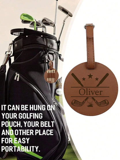1pc Custom Engraved Golf Bag Tag Gift With Golf Tees, Personalized Golf Tee Holder, Custom Golf Accessories, Groomsmen Gifts, Golf Gift For Men.