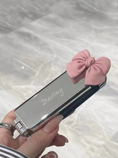 1pc Custom Engraved Name Air Cushion Massage Comb, Travel Comb With Bow, Folding Comb With Integrated Mirror, Personalized Laser Engraved Folding Air Cushion Hairbrush, Portable Travel Comb, Mini Comb