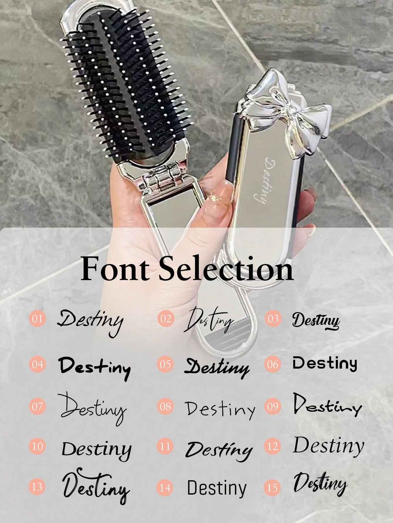 1pc Custom Engraved Name Air Cushion Massage Comb, Travel Comb With Bow, Folding Comb With Integrated Mirror, Personalized Laser Engraved Folding Air Cushion Hairbrush, Portable Travel Comb, Mini Comb