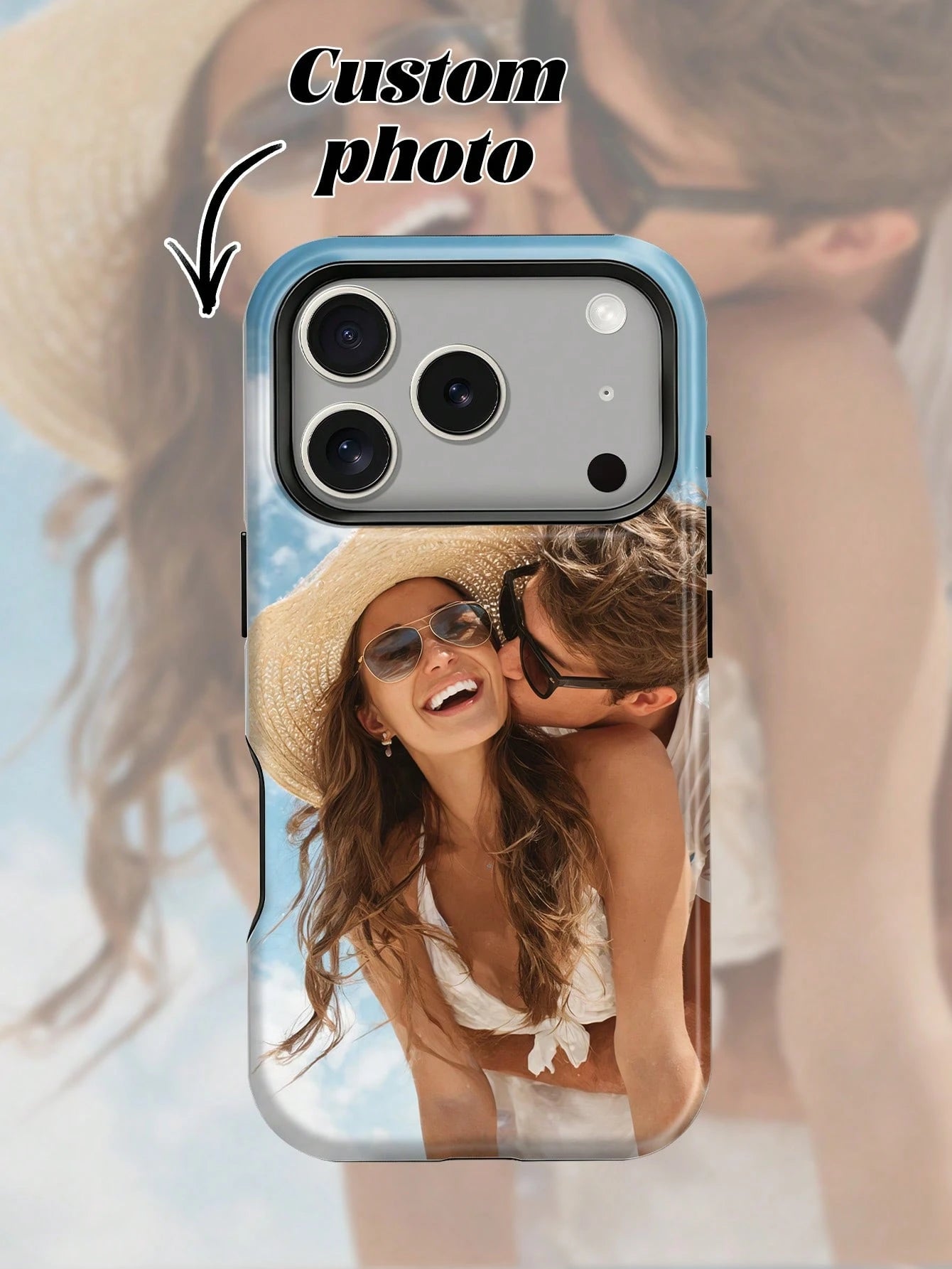 1pc Customizable Cute & Sexy Photo Phone Case For Women, Suitable For Daily Life, Friends, Family, Baby, Pets, Cartoon Scenery, Beach, Swimming, Floral Patterns, Etc. 2-In-1 Protective Case With Photo