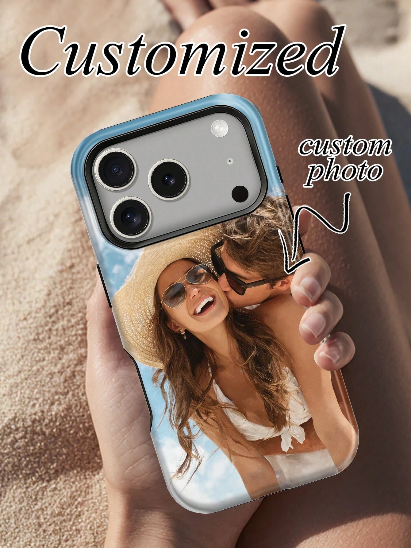 1pc Customizable Cute & Sexy Photo Phone Case For Women, Suitable For Daily Life, Friends, Family, Baby, Pets, Cartoon Scenery, Beach, Swimming, Floral Patterns, Etc. 2-In-1 Protective Case With Photo