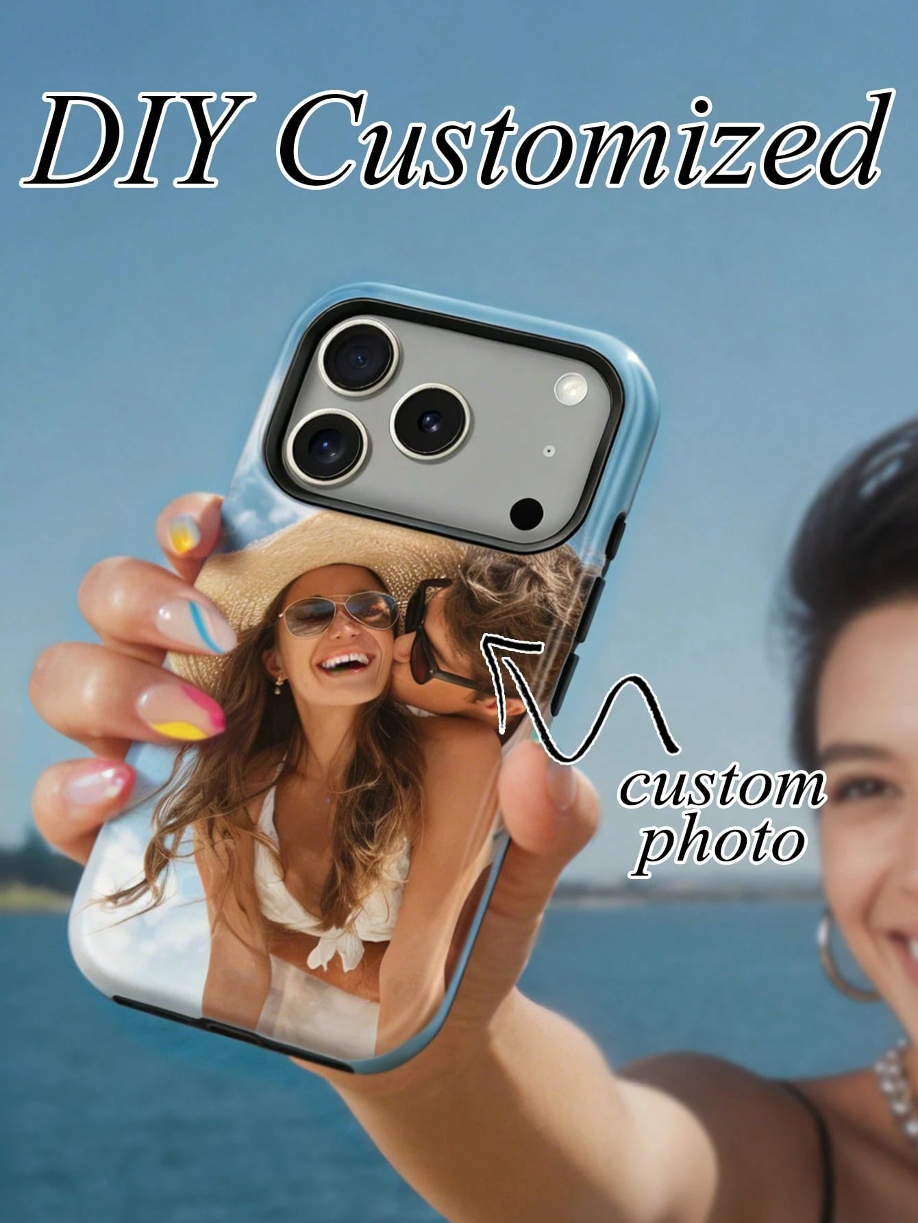 1pc Customizable Cute & Sexy Photo Phone Case For Women, Suitable For Daily Life, Friends, Family, Baby, Pets, Cartoon Scenery, Beach, Swimming, Floral Patterns, Etc. 2-In-1 Protective Case With Photo