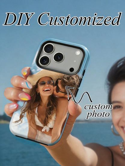 1pc Customizable Cute & Sexy Photo Phone Case For Women, Suitable For Daily Life, Friends, Family, Baby, Pets, Cartoon Scenery, Beach, Swimming, Floral Patterns, Etc. 2-In-1 Protective Case With Photo