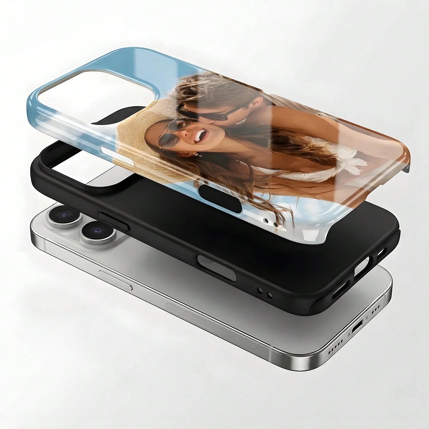 1pc Customizable Cute & Sexy Photo Phone Case For Women, Suitable For Daily Life, Friends, Family, Baby, Pets, Cartoon Scenery, Beach, Swimming, Floral Patterns, Etc. 2-In-1 Protective Case With Photo