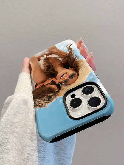 1pc Customizable Cute & Sexy Photo Phone Case For Women, Suitable For Daily Life, Friends, Family, Baby, Pets, Cartoon Scenery, Beach, Swimming, Floral Patterns, Etc. 2-In-1 Protective Case With Photo