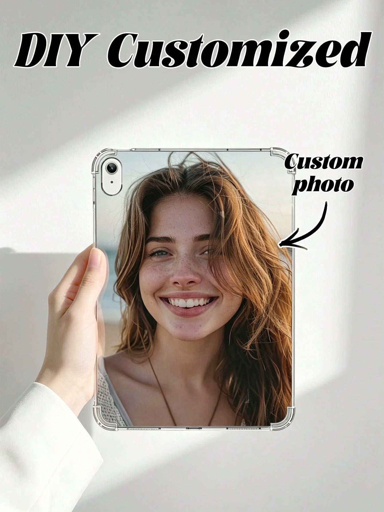 1pc Customizable Family Kids Pet Couple Photo 4-Corner Air Cushion Shockproof Protective Tablet Case For IPad Pro 13, Air 13 Models Summer